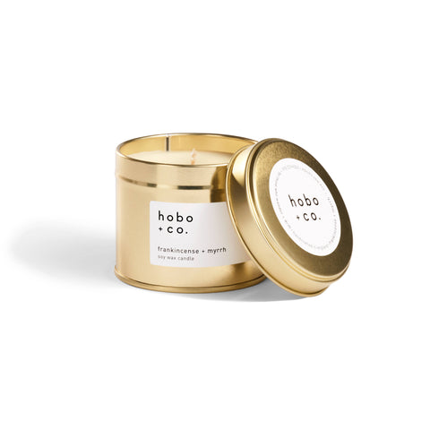 Hobo + Co Frankincense and Myrrh Large Gold Tin Candle