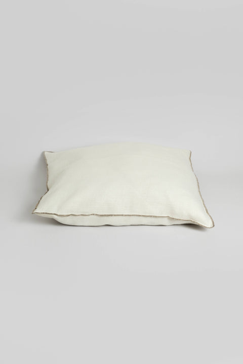 O cactuu White linen cushion cover with contrast edge