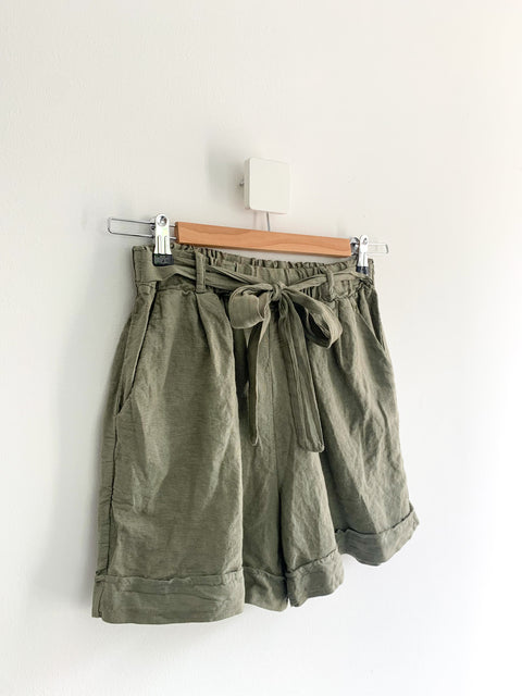 AIRE goods green linen shorts