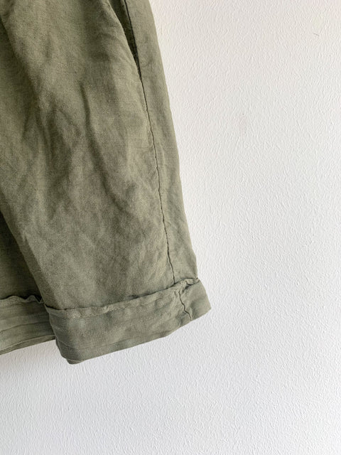 AIRE goods green linen shorts