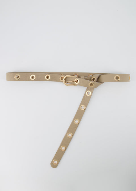 AIRE goods Taupe leather belt with hammered rings
