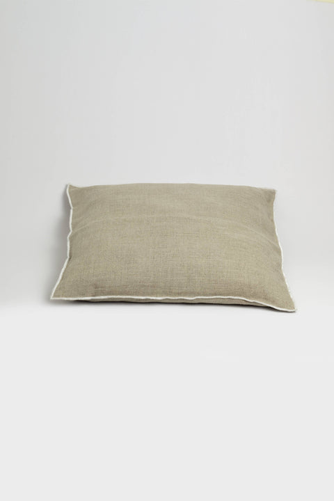O cactuu Beige linen cushion cover with contrast edge